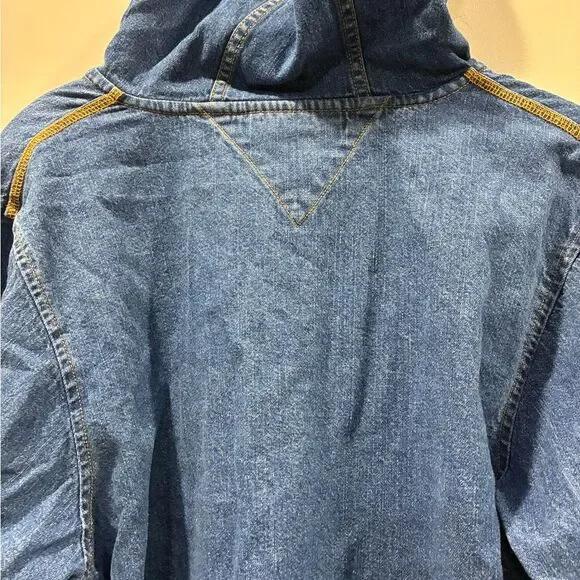 RARE Vintage Oversized Wrangler Denim Hoodie Jacket 90s Macau 100% Cotton L - Picture 6 of 11